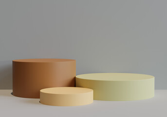 Mock up podium for product presentation on gray background. 3d illustration.