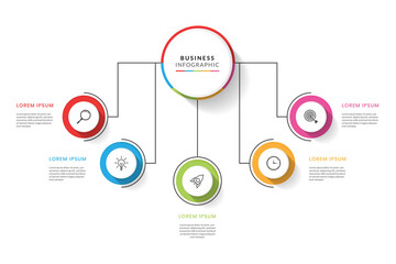 Colorful business infographic with 5 steps or options