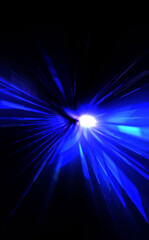 Futuristic lens flare. Light explosion star with glowing particles and lines. Beautiful abstract rays background.