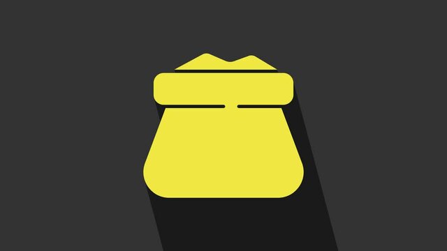 Yellow Full sack icon isolated on grey background. 4K Video motion graphic animation