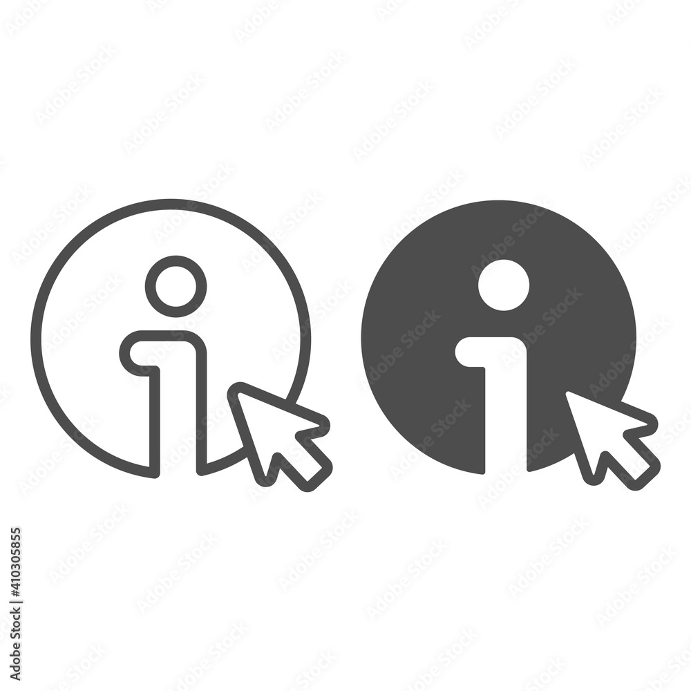 Poster information sign and cursor line and solid icon, startup concept, information sign on white backgrou