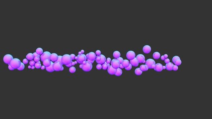 Abstract animation of appearance and flight of spheres