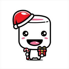 Fototapeta premium cute marshmello in santa costume