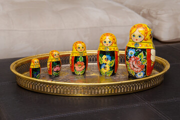 Matryoshka decorating a tray