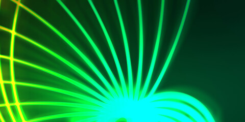 Neon colorful abstract design of light waves. Digital background with neon light glowing effect. Bright rays wallpaper.