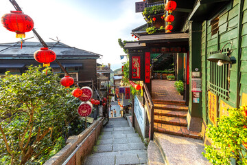 Juifen, Taiwan April 16, 2020 : Jiefen famous old town landmark at Keelung Taiwan.