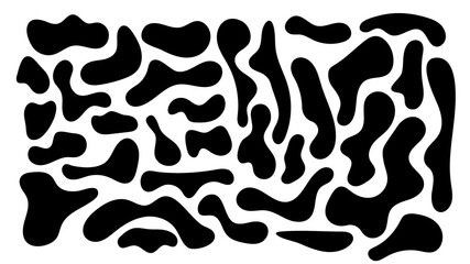 Irregular blob, set of abstract organic shapes. Abstract irregular random blobs. Simple liquid amorphous splodge. Trendy minimal designs for presentations, banners, posters and flyers.