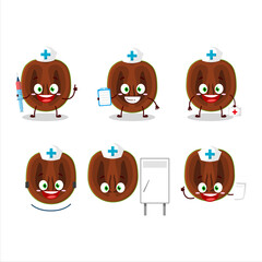 Doctor profession emoticon with slice of black sapote cartoon character