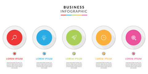 Colorful business infographic with 5 steps or options