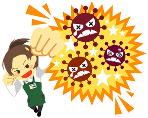 コロナに負けない女性スーパー店員　マスク無しver