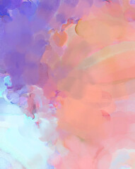 Watercolor abstract painting with pastel colors. Soft color painted illustration of calming composition for poster, wall art, banner, card, book cover or packaging. Modern brush strokes painting.