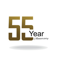 55 Year Anniversary Vector Template Design Illustration Gold Elegant White Background