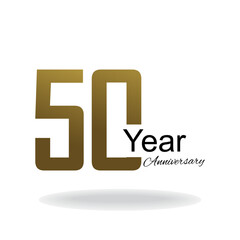 50 Year Anniversary Vector Template Design Illustration Gold Elegant White Background