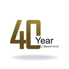 40 Year Anniversary Vector Template Design Illustration Gold Elegant White Background