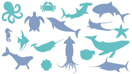 set of Marine animals