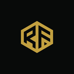 Initial letter RF hexagon logo design vector