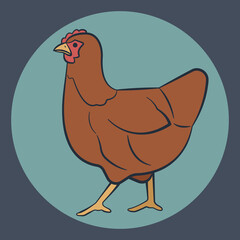vector illustration of side view hen.