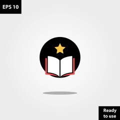 Book open with star logo company, logo vector template design. Ready to use, easy for edit.