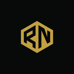 Initial letter RN hexagon logo design vector