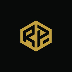 Initial letter RP hexagon logo design vector