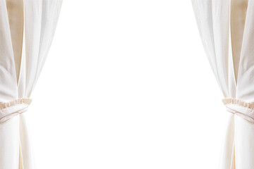 Cream curtains on a white background