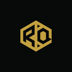 Initial letter RQ hexagon logo design vector