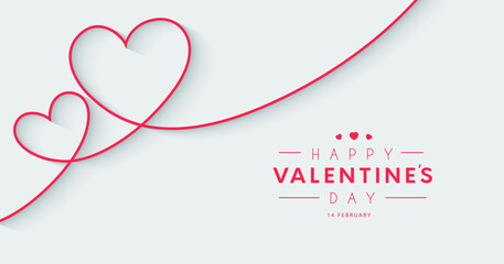 Happy valentines day line hearts love banner