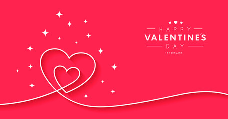 Happy valentines day line hearts love banner