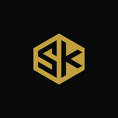 Initial letter SK hexagon logo design vector
