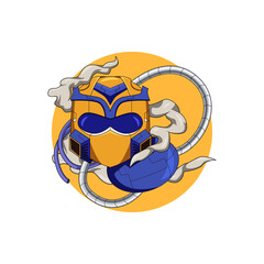 mecha head illustration  vector, t shirt design. image isolaed on white background