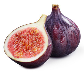 Ripe fig and half clipping path