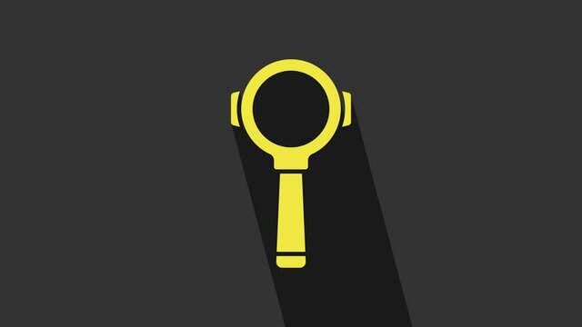 Yellow Coffee filter holder icon isolated on grey background. 4K Video motion graphic animation