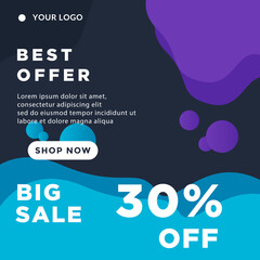 Best offer and big sale discount banner template promotion