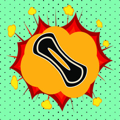 Sanitary napkin intimate hygiene sign, pop art explosion, vector illustration for design