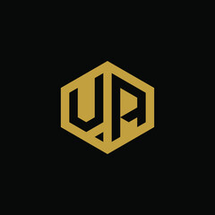 Initial letter UA hexagon logo design vector