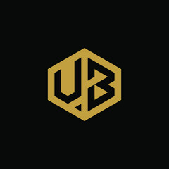 Initial letter UB hexagon logo design vector