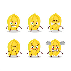 Carambola cartoon character with various angry expressions