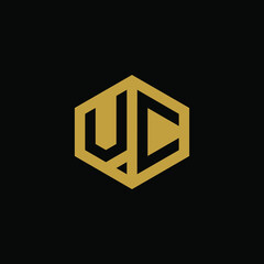 Initial letter UC hexagon logo design vector