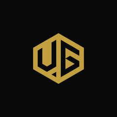Initial letter UG hexagon logo design vector