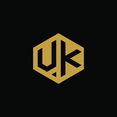Initial letter UK hexagon logo design vector