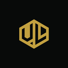 Initial letter UL hexagon logo design vector