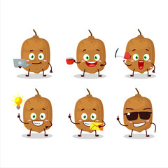 Cupuacu cartoon character with various types of business emoticons