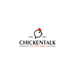 chicken and talk logo template