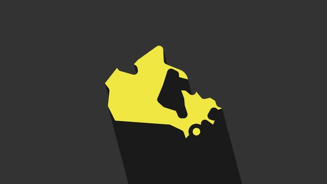 Yellow Canada map icon isolated on grey background. 4K Video motion graphic animation