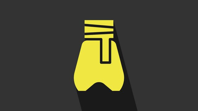 Yellow Cossack pants with a belt icon isolated on grey background. Cossack bloomers. 4K Video motion graphic animation