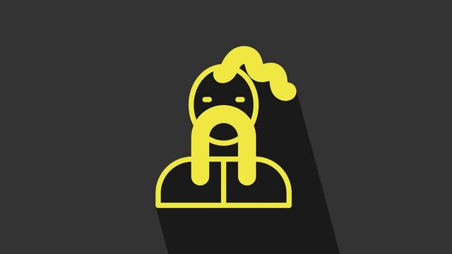 Yellow Ukrainian cossack icon isolated on grey background. 4K Video motion graphic animation