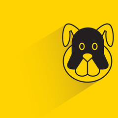 bulldog with shadow on yellow background