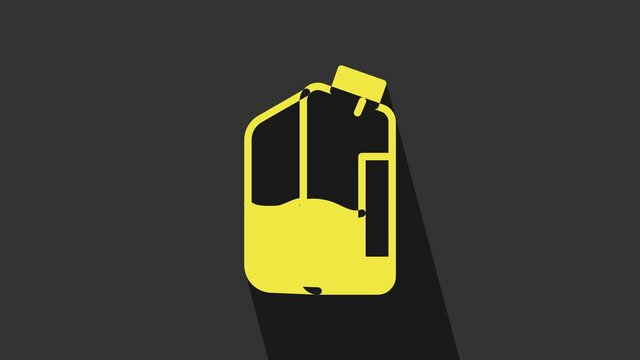 Yellow Printer ink bottle icon isolated on grey background. 4K Video motion graphic animation