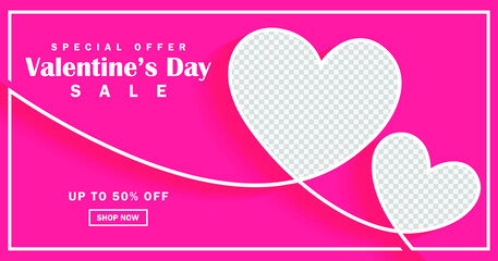 Promo Web Banner for Valentine's Day Sale, Banner Social Media Post Template