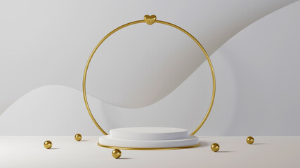 Minimal luxury white design Cylinder box podium in white concrete wall background. Display scene stage platform showcase, product, presentation, cosmetic. 3D render